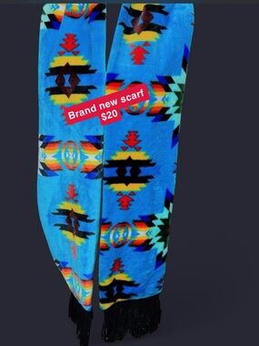 Bright Turquoise Aztec Print Scarf